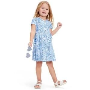 New Diane Von Furstenberg Girls Short Sleeve Dress Sea Twig Blue Large 10/12